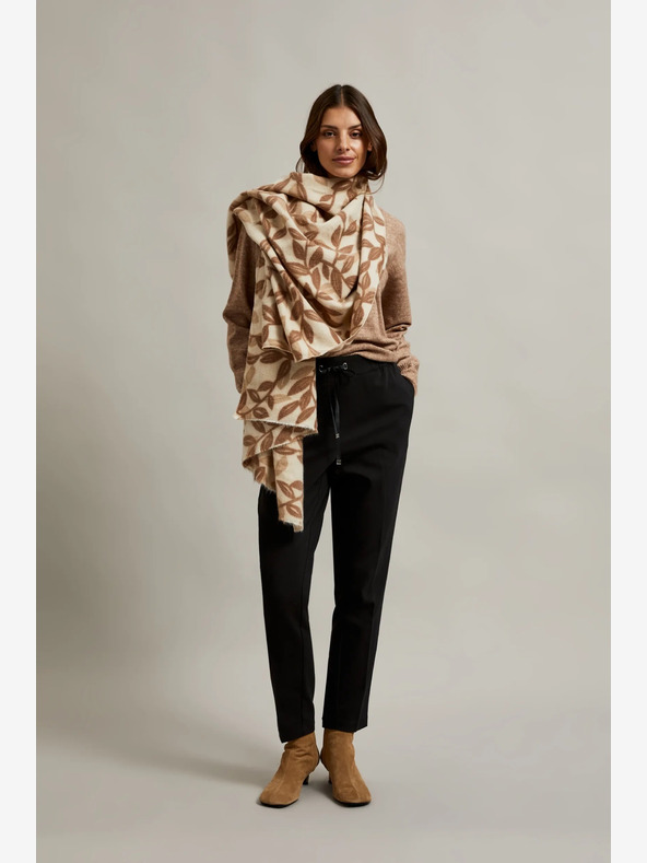Moodo Moodo barna és bézs színű női mintás sál Moodo