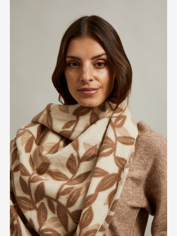 Moodo Moodo barna és bézs színű női mintás sál Moodo