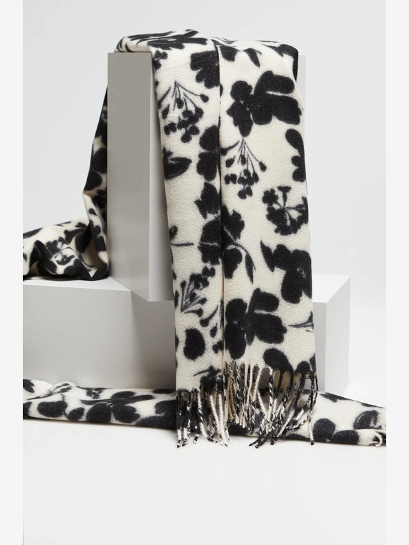 Moodo Fekete-fehér női virágos sál Moodo