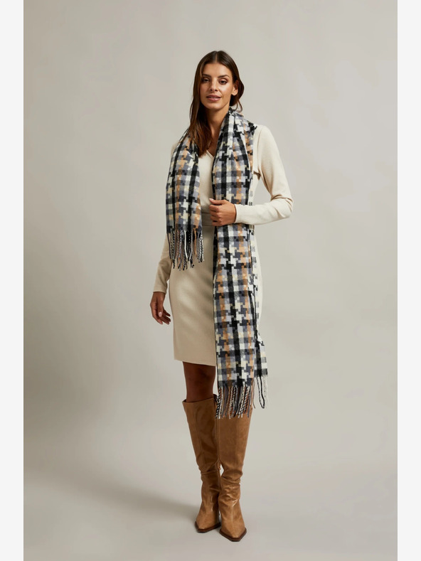 Moodo Barna-szürke női kockás sál Moodo