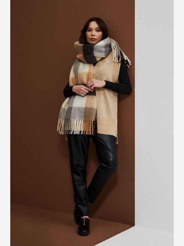 Moodo Fekete és bézs női kockás sál Moodo