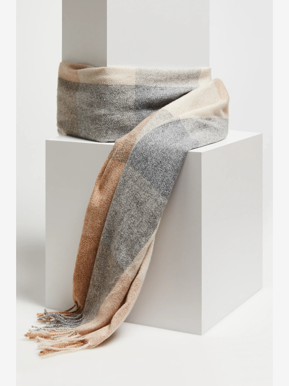 Moodo Moodo szürke és bézs női kockás sál