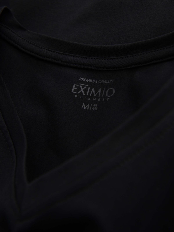 Ombre Clothing Férfi V-nyakú SLIM FIT póló elasztánnal és nyomtatással fekete Ombre Ruházat Ombre Clothing