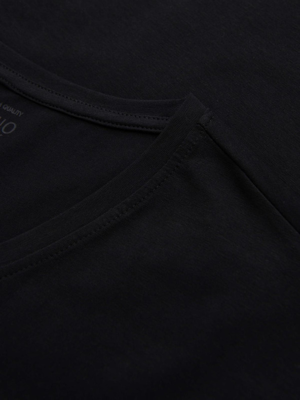 Ombre Clothing Férfi V-nyakú SLIM FIT póló elasztánnal és nyomtatással fekete Ombre Ruházat Ombre Clothing