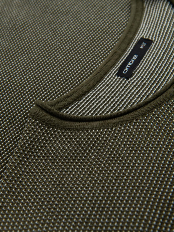 Ombre Clothing Férfi kötött RELAXED FIT pulóver mintával zöld Ombre ruházat