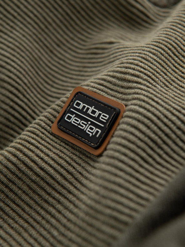 Ombre Clothing Férfi kötött RELAXED FIT pulóver mintával zöld Ombre ruházat