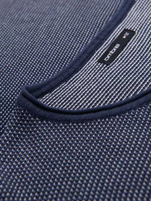 Ombre Clothing Férfi kötött RELAXED FIT pulóver mintás kék Ombre ruházat