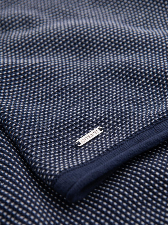 Ombre Clothing Férfi kötött RELAXED FIT pulóver mintás kék Ombre ruházat