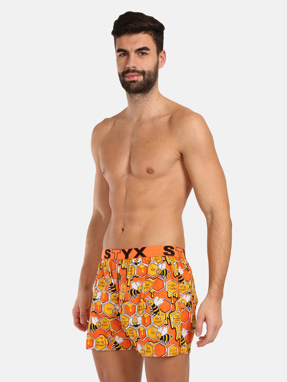 Styx Sárga és narancssárga Styx férfi mintás alvónadrág Méhek