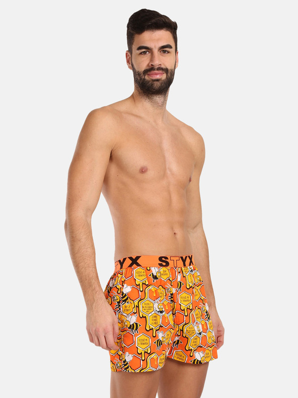 Styx Sárga és narancssárga Styx férfi mintás alvónadrág Méhek