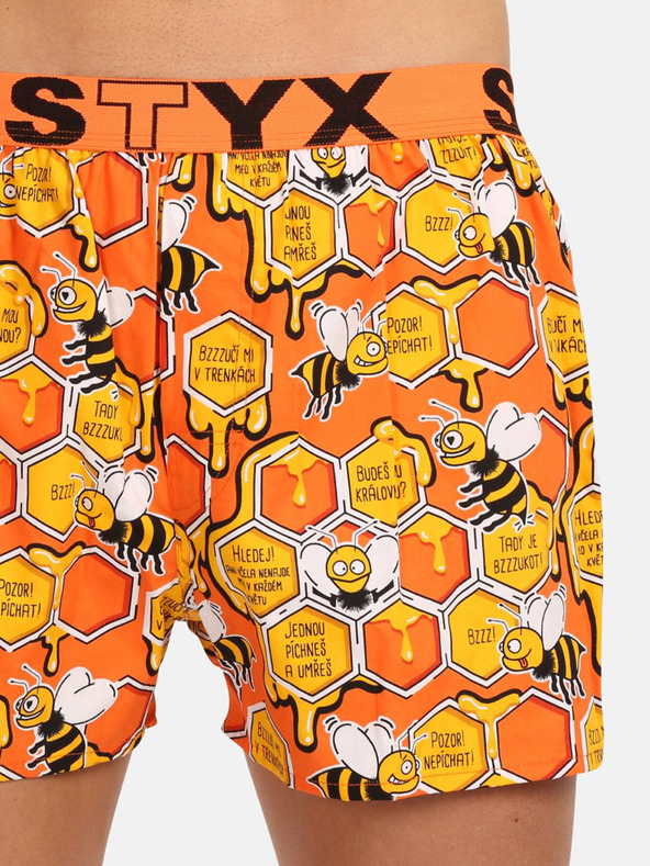 Styx Sárga és narancssárga Styx férfi mintás alvónadrág Méhek