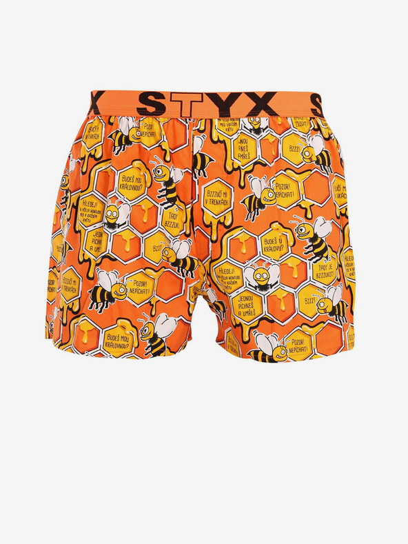 Styx Sárga és narancssárga Styx férfi mintás alvónadrág Méhek