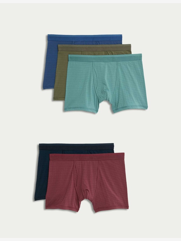Marks & Spencer Csíkos rövidnadrág magas pamuttartalommal és Cool & Fresh™ technológiával, 5 csomagban Marks & Spencer több színű