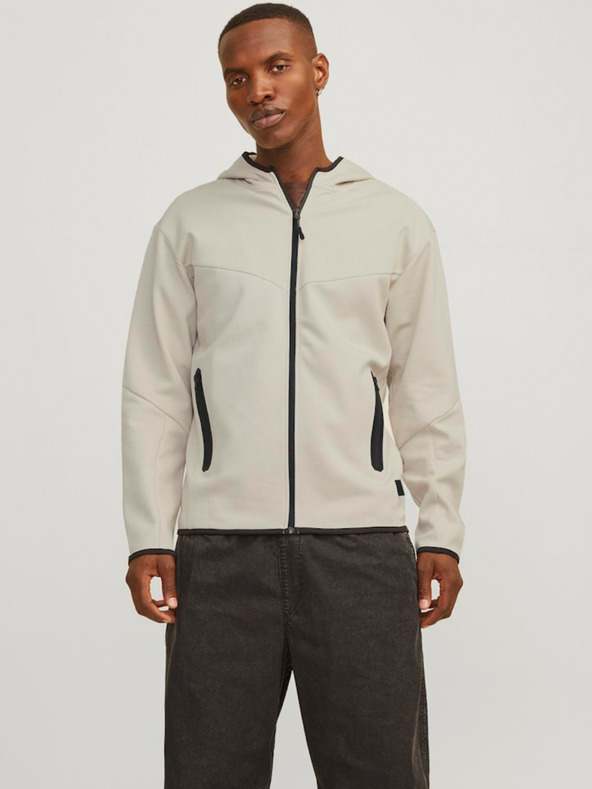 Jack & Jones Jack & Jones férfi bézs színű kapucnis pulóver