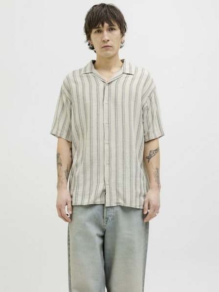 Jack & Jones Jack & Jones Corp bézs férfi csíkos rövid ujjú ing