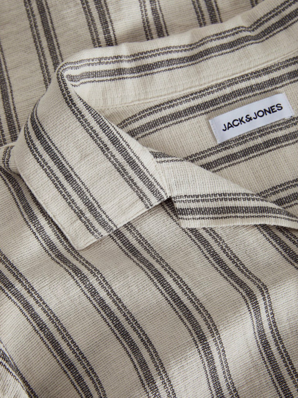 Jack & Jones Jack & Jones Corp bézs férfi csíkos rövid ujjú ing