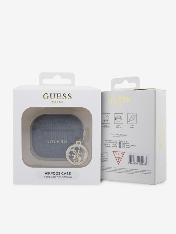 Guess Guess 4G Script PC/PU Charm tok az AirPods 3 készülékhez Fekete