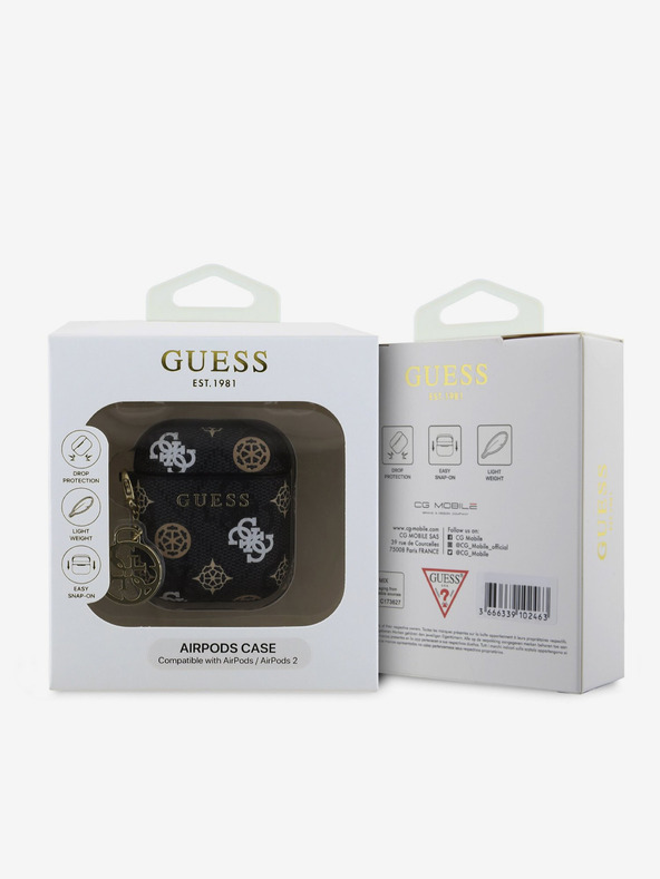 Guess Guess PU 4G Peony Charm tok AirPods 1/2-hez Fekete