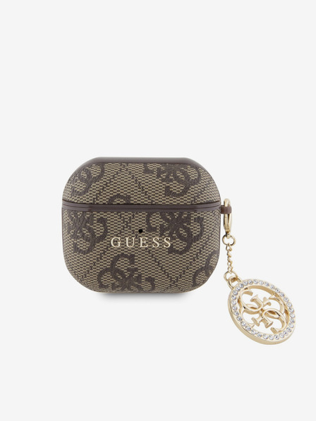 Guess Guess 4G Script PC/PU bűbájos tok az AirPods 3 készülékhez Barna