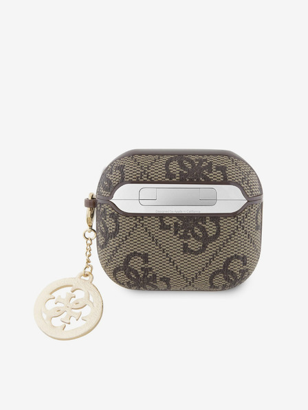 Guess Guess 4G Script PC/PU bűbájos tok az AirPods 3 készülékhez Barna