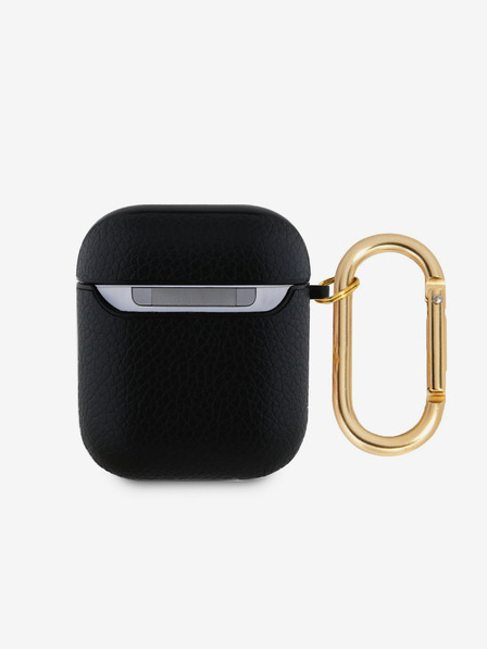 Guess Guess PU szemcsés klasszikus logós tok az AirPods 1/2-hez Fekete