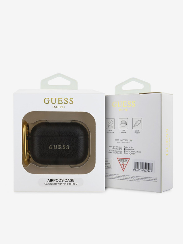 Guess Guess PU szemcsés klasszikus logós tok AirPods Pro 2 készülékhez Fekete