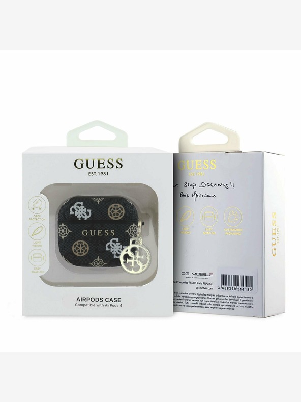 Guess PU 4G Peony Charm Pouzdro pro AirPods 4 Black Tok