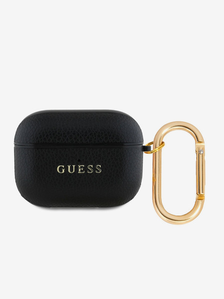 Guess Guess PU szemcsés klasszikus logós tok AirPods Pro-hoz Fekete