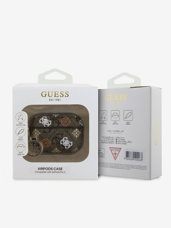 Guess Guess PU 4G Peony Charm tok AirPods Pro 2 készülékhez Barna