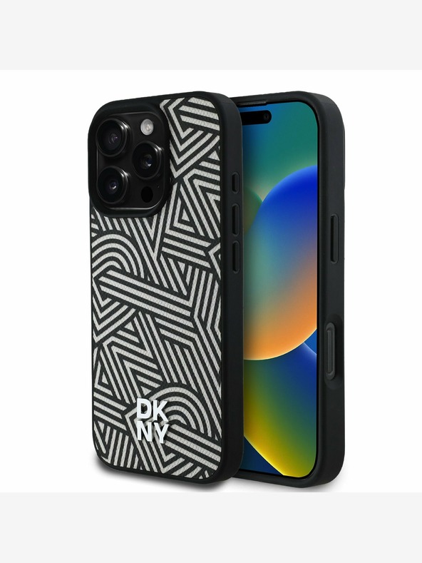 DKNY DKNY PU bőr Crosswalk Pattern Magsafe hátlapi borító iPhone 16 Pro Max iPhone 16 Pro Maxhoz Elefántcsont