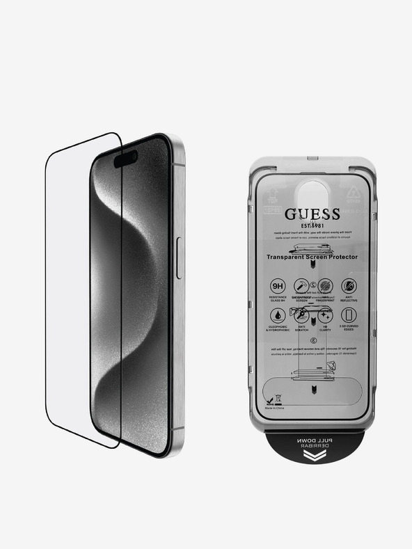 Guess Guess edzett üveg 2,5D az iPhone 16 Pro fekete készülékhez
