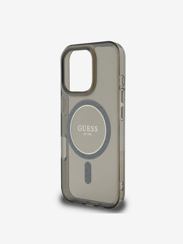 Guess Guess IML csillogó gyűrűs MagSafe hátlapi borító iPhone 16 Pro Max fekete