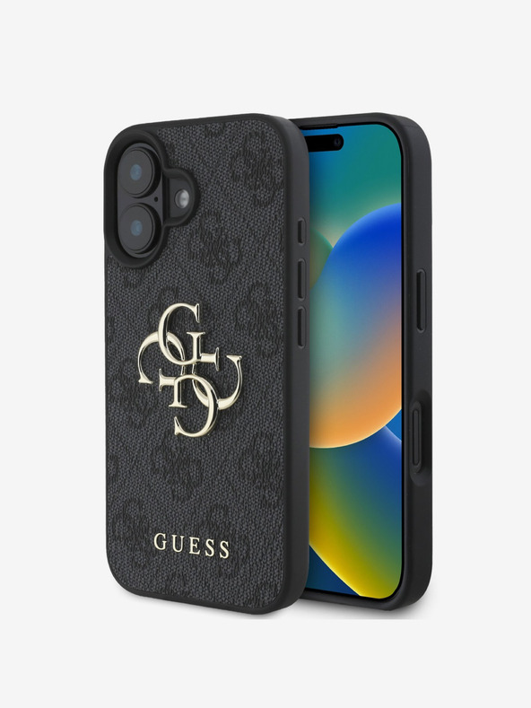 Guess Guess PU 4G fém logós fém hátlap iPhone 16-hoz Szürke