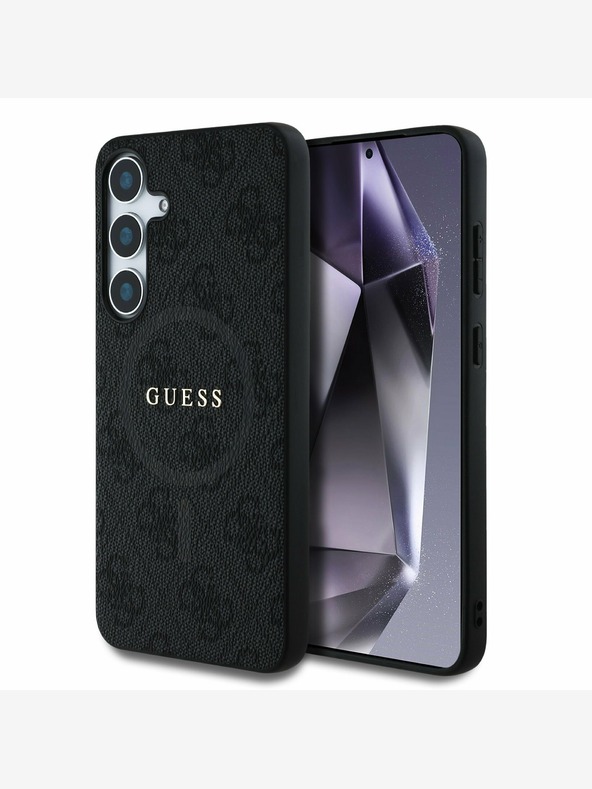 Guess PU Leather 4G Colored Ring MagSafe Zadní Kryt pro Samsung Galaxy S25+ Black Telefontok