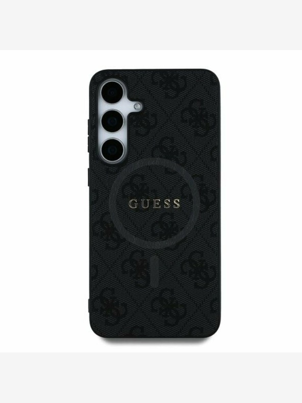 Guess PU Leather 4G Colored Ring MagSafe Zadní Kryt pro Samsung Galaxy S25+ Black Telefontok