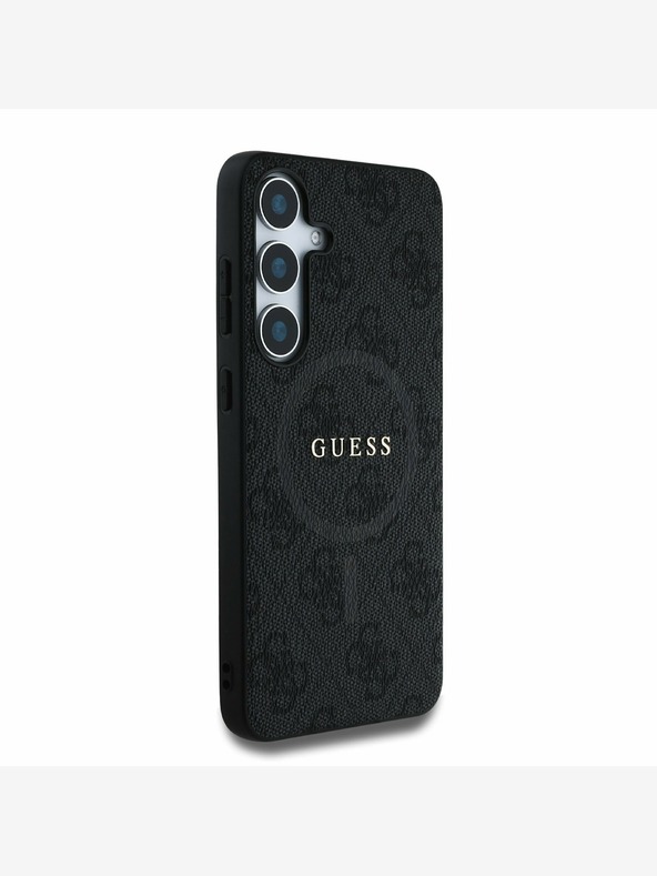 Guess PU Leather 4G Colored Ring MagSafe Zadní Kryt pro Samsung Galaxy S25+ Black Telefontok