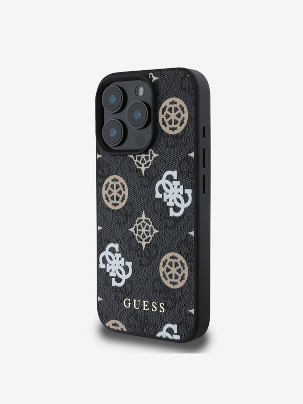 Guess Guess PU 4G Peony MagSafe MagSafe hátlap iPhone 16 Pro Max készülékhez Fekete