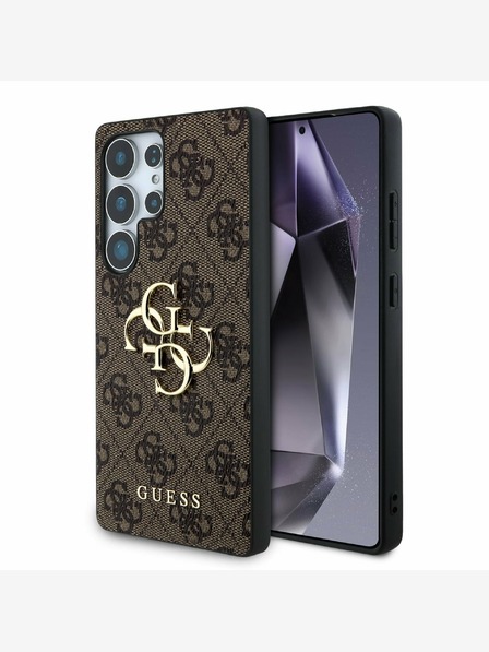 Guess PU 4G Metal Logo Zadní Kryt pro Samsung Galaxy S25 Ultra Brown Telefontok