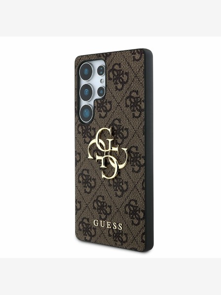 Guess PU 4G Metal Logo Zadní Kryt pro Samsung Galaxy S25 Ultra Brown Telefontok