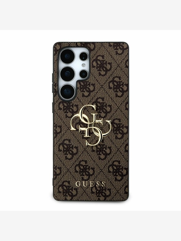 Guess PU 4G Metal Logo Zadní Kryt pro Samsung Galaxy S25 Ultra Brown Telefontok