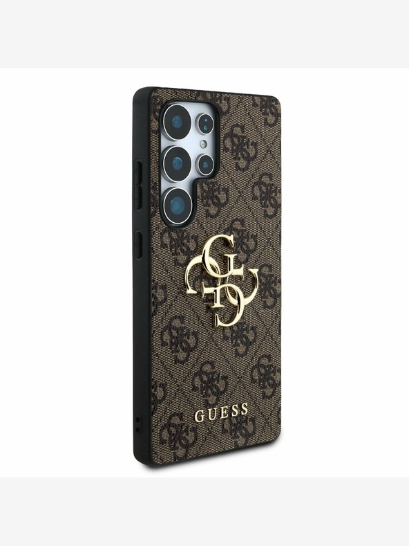 Guess PU 4G Metal Logo Zadní Kryt pro Samsung Galaxy S25 Ultra Brown Telefontok