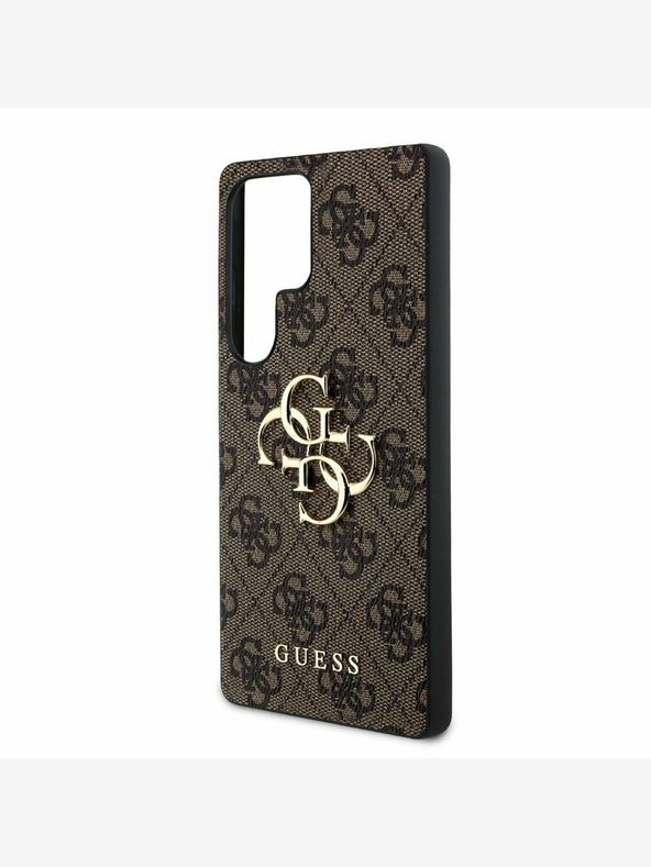 Guess PU 4G Metal Logo Zadní Kryt pro Samsung Galaxy S25 Ultra Brown Telefontok