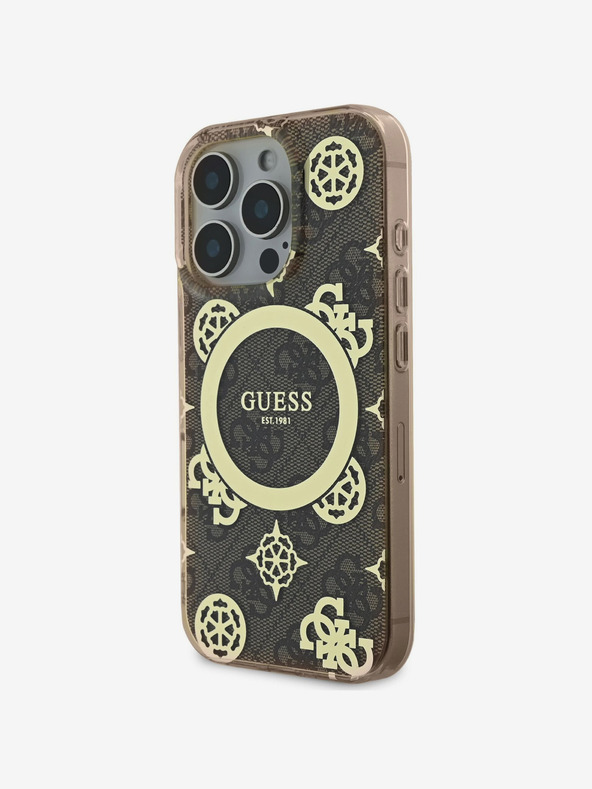 Guess Guess IML 4G Peony MagSafe hátlap iPhone 16 Pro Max készülékhez Barna