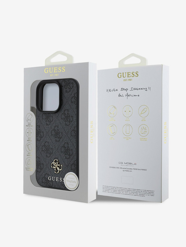 Guess Guess PU 4G kis fém logós MagSafe hátlap iPhone 16 Pro készülékhez Szürke