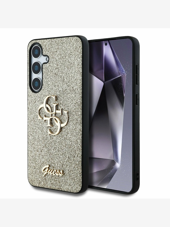 Guess Guess PU Fixed Glitter 4G fém logós hátlap Samsung Galaxy S25 készülékhez Arany