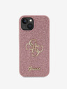 Guess PU Fixed Glitter 4G Metal Logo Zadní Kryt pro iPhone 13 Pink Telefontok