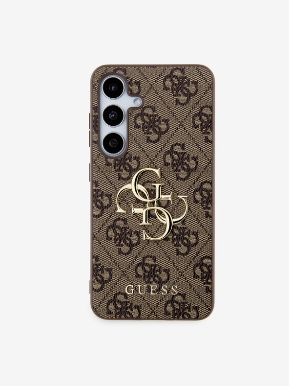 Guess Guess PU 4G fém logós fém hátlap a Samsung Galaxy S24 készülékhez Barna