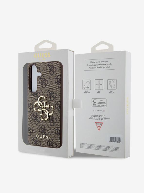 Guess Guess PU 4G fém logós fém hátlap a Samsung Galaxy S24 készülékhez Barna
