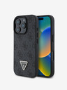 Guess PU 4G Strass Triangle Metal Logo Zadní Kryt pro iPhone 16 Pro Black Telefontok