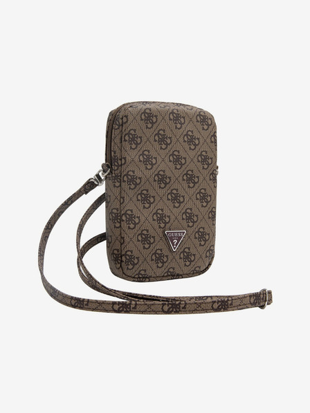 Guess Guess PU 4G háromszög logós telefon táska cipzárral Barna
